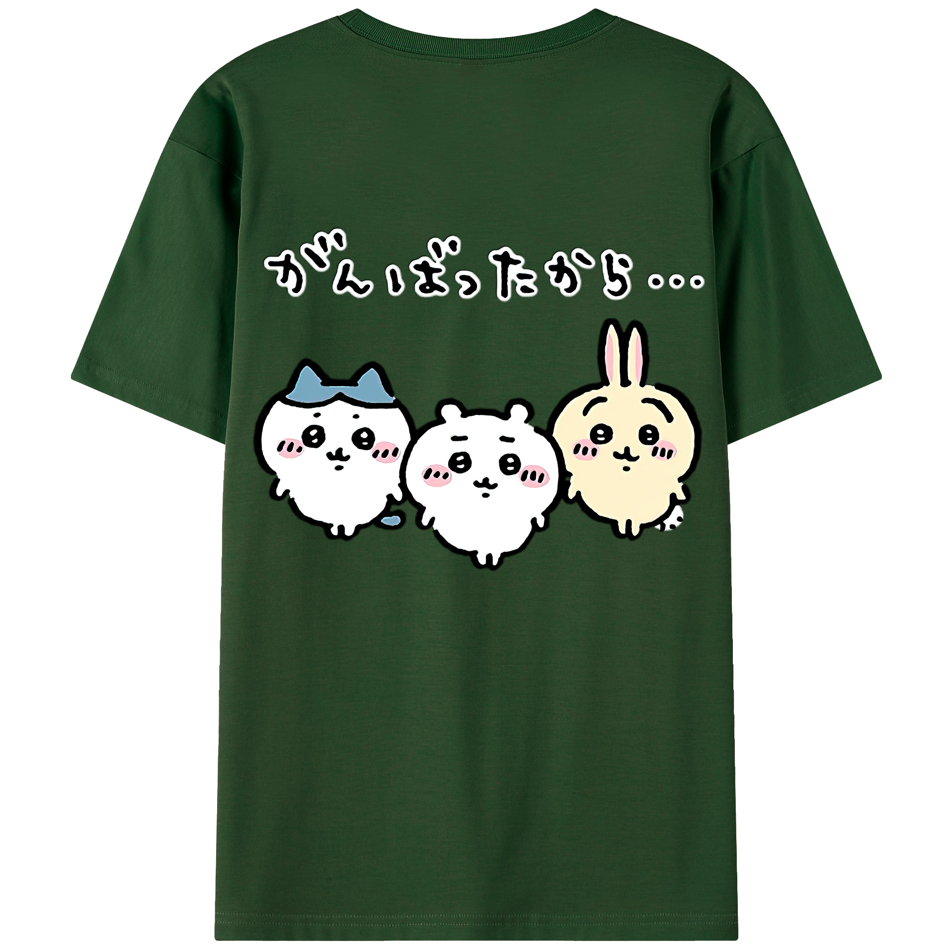 （画像用） ちいかわ ハチワレ Chii-kawa hachiware 綿100％半袖Tシャツ（背面プリント）